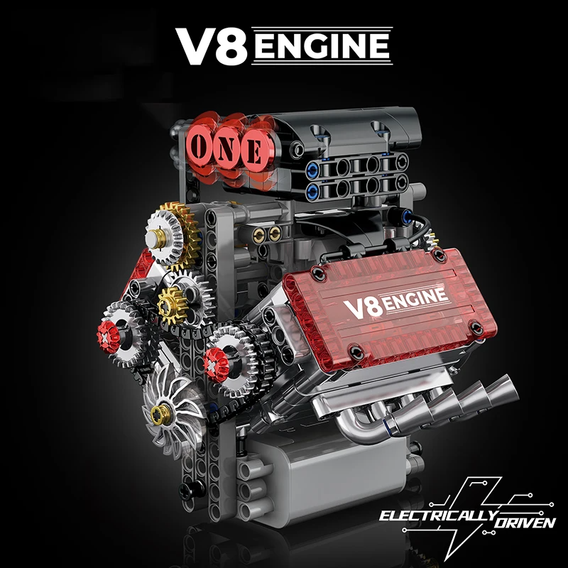 Model Kit Engine V8 - Brick V8 Engine Motorized Simulation Model