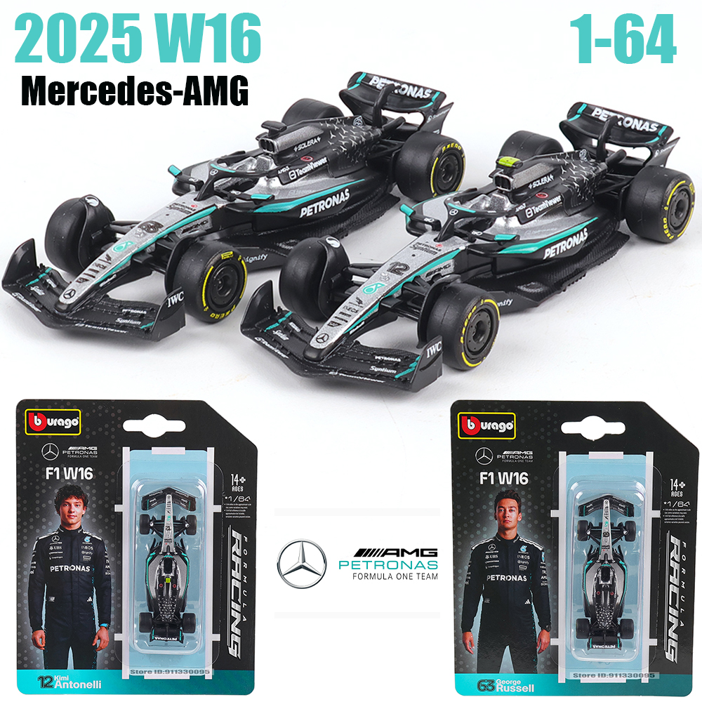 Model Kit Formula 1 - Bburago 1:64 Mercedes-AMG 2025 F1 W16