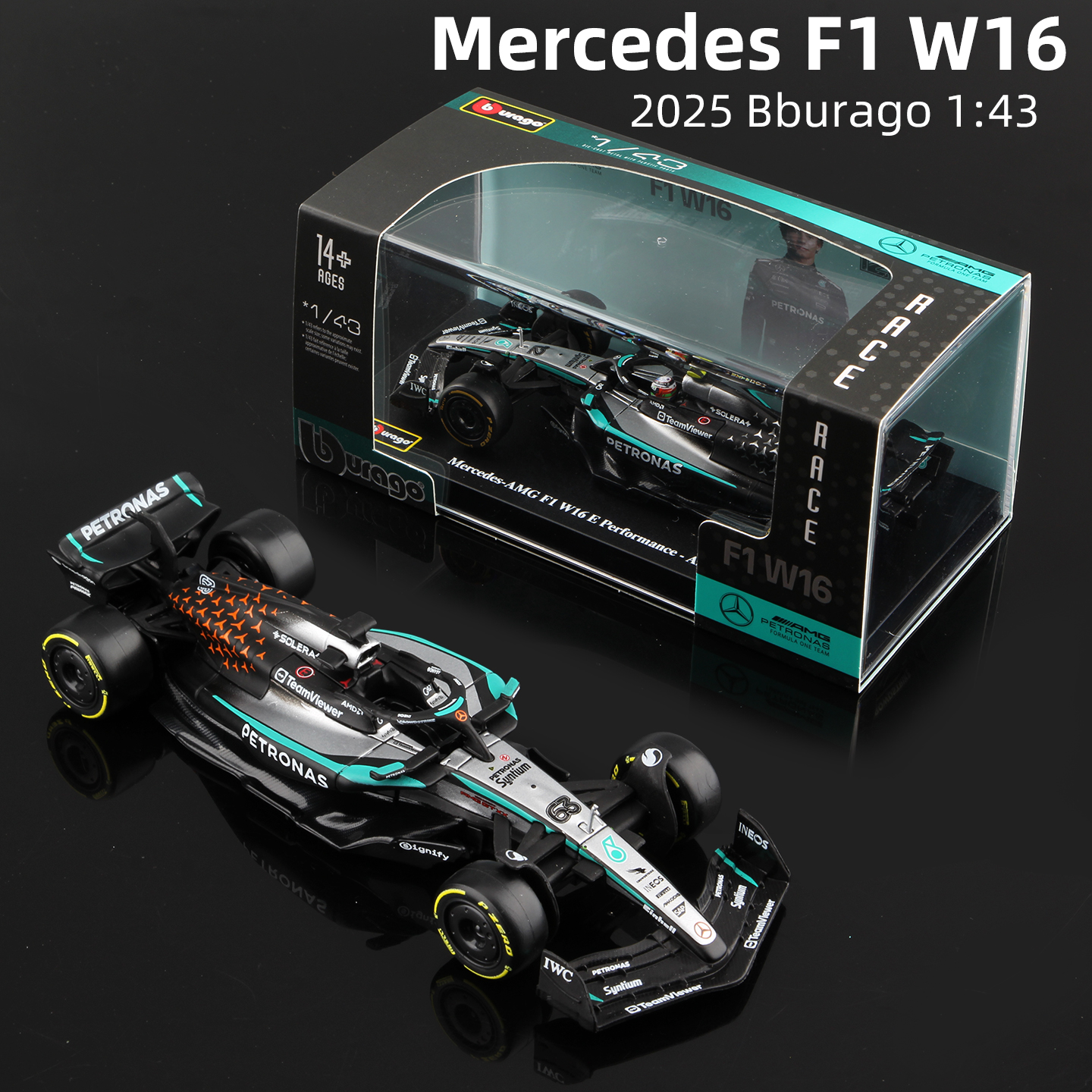 Model Kit Formula 1 - Bburago 1:43 Mercedes 2025 W16 E