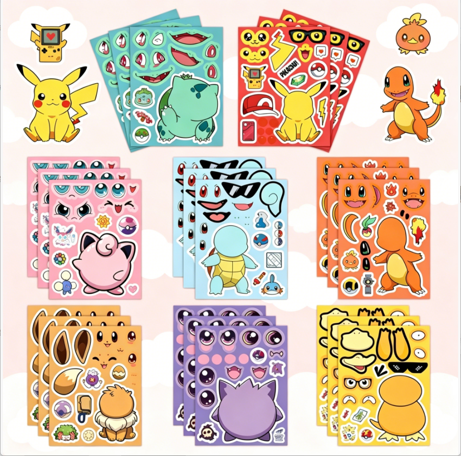 16 Sheets Pokemon Make a Face  - Model Kit Diorama recension och pris