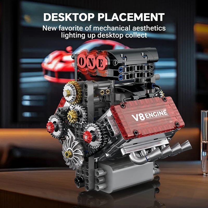 Brick V8 Engine Motorized Simu - Model Kit Engine V8 recension och pris