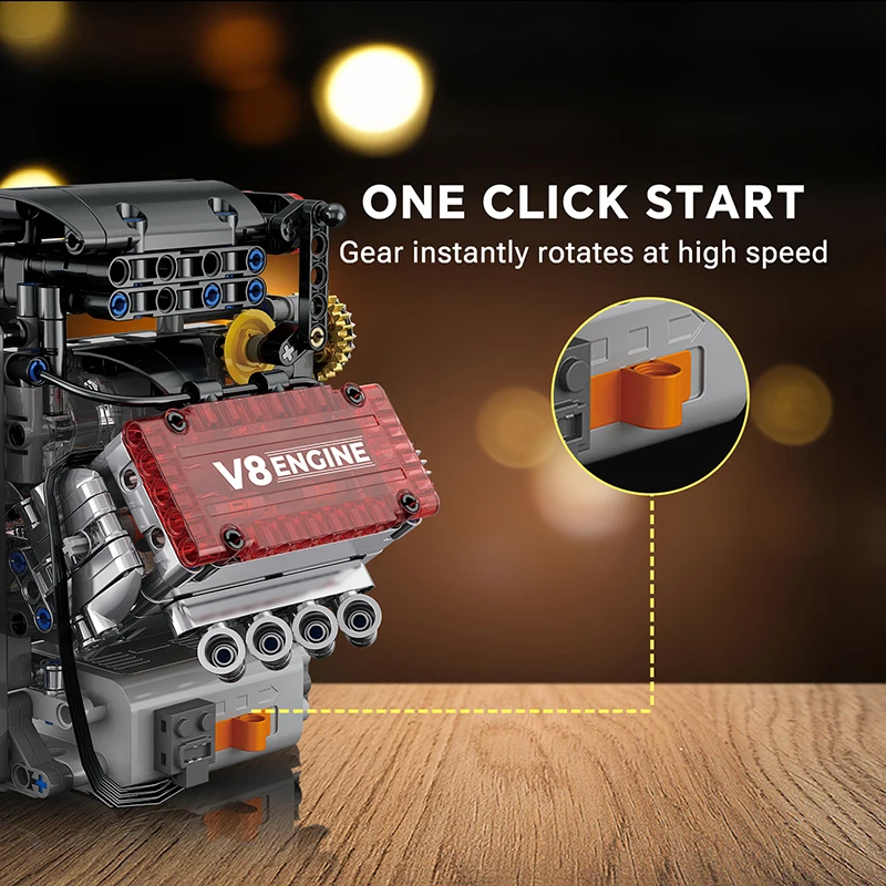 Brick V8 Engine Motorized Simu - Model Kit Engine V8 recension och pris