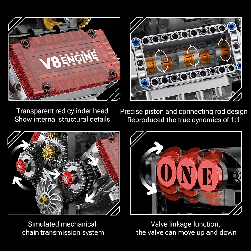Brick V8 Engine Motorized Simu - Model Kit Engine V8 recension och pris
