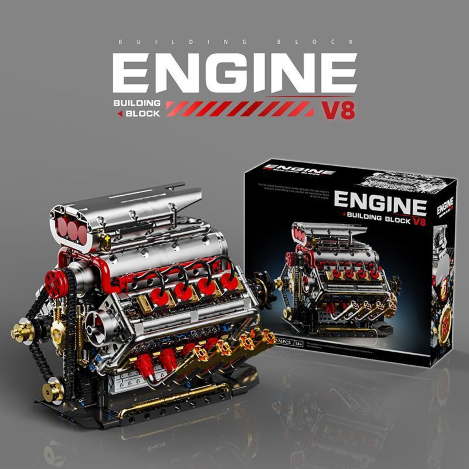1167pcs Mechanical V8 Engine M - Model Kit Engine V8 recension och pris