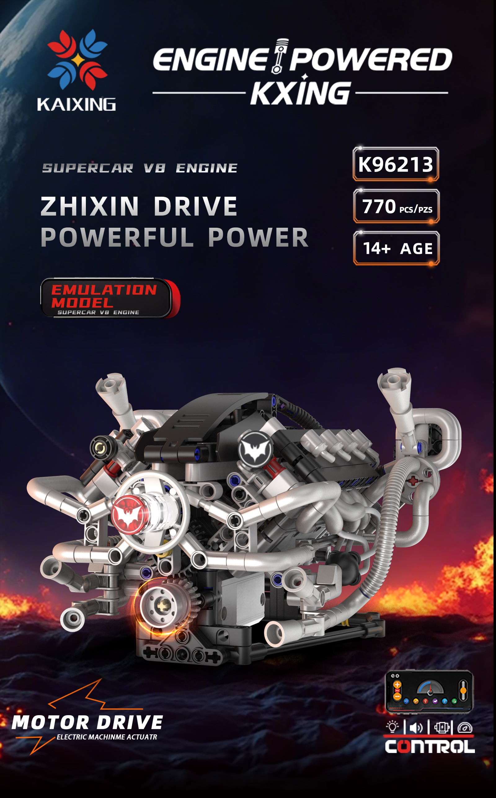 K96213 770pcs V8 Engine Model  - Model Kit Engine V8 recension och pris